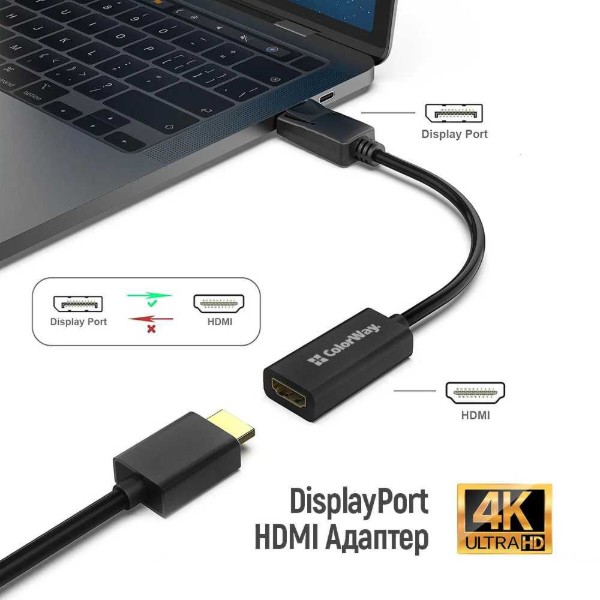 Фото - Перехідник Colorway DisplayPort to HDMI Female Black (CW-AD-DPHD)