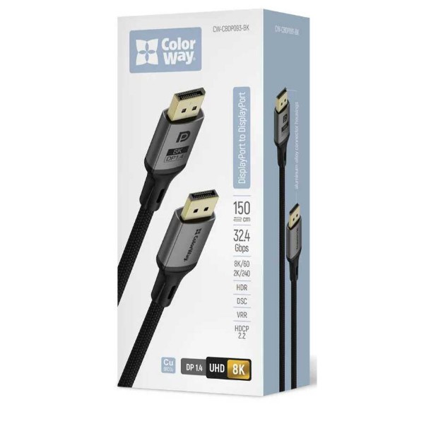 Фото - Кабель Colorway DisplayPort-DisplayPort V1.4 8K 1.5м Black (CW-CBDP093-BK)
