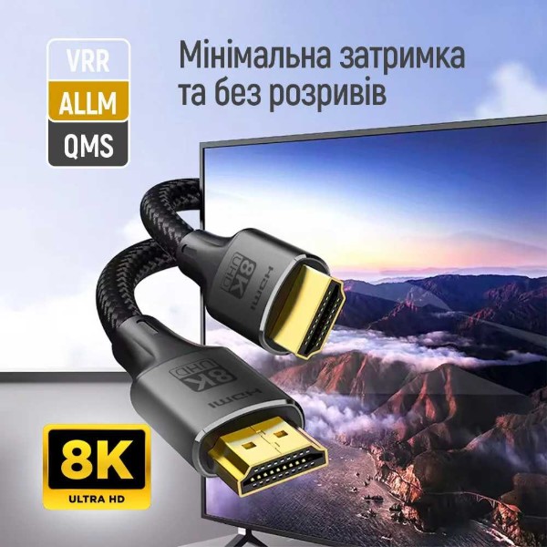 Фото - Кабель HDMI Colorway HDMI-HDMI V2.1 8K 2м Black (CW-CBHD088-BK)