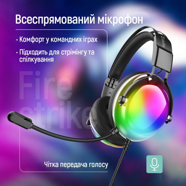 Фото - Гарнітура дротова ігрова Colorway Firestrike RGB Black (CW-HPG04BK)