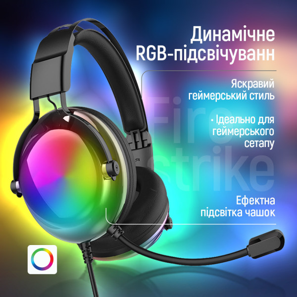 Фото - Гарнітура дротова ігрова Colorway Firestrike RGB Black (CW-HPG04BK)