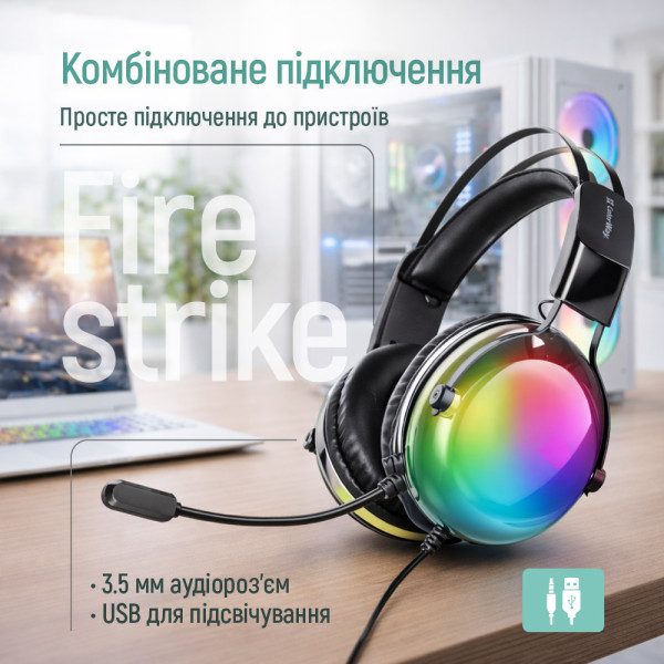 Фото - Гарнітура дротова ігрова Colorway Firestrike RGB Black (CW-HPG04BK)