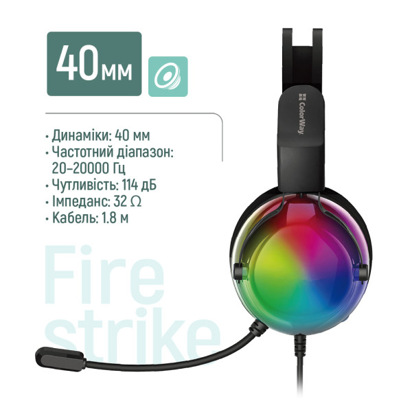 Фото - Гарнітура дротова ігрова Colorway Firestrike RGB Black (CW-HPG04BK)