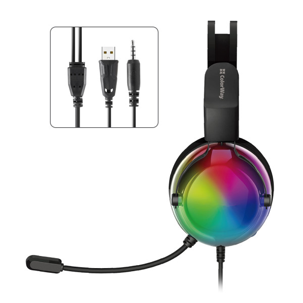 Фото - Гарнітура дротова ігрова Colorway Firestrike RGB Black (CW-HPG04BK)