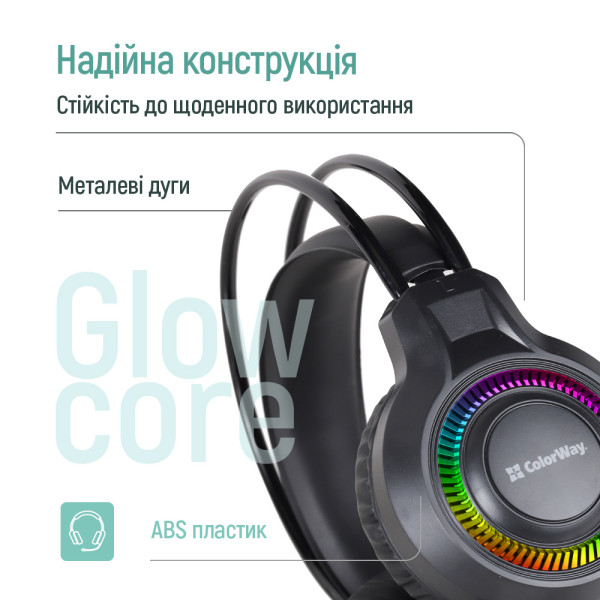 Фото - Гарнітура дротова ігрова Colorway GlowCore RGB Black (CW-HPG02BK)