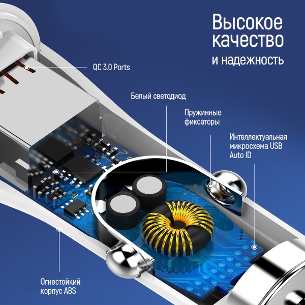 Фото - Автомобильное зарядное устройство Colorway QC3.0 (2USB) Blue (CW-CHA011Q-BL)