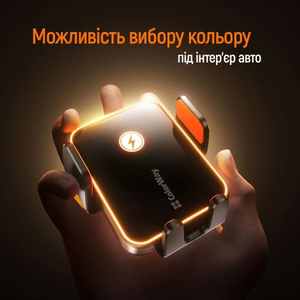Фото - Автотримач з бездротовою зарядкою Colorway Ultra-mini 15W Black (CW-CHAW069Q-BK)