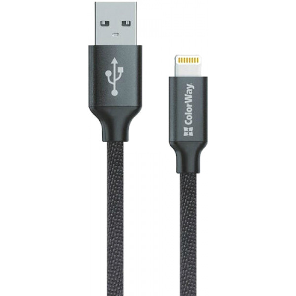 Фото - Кабель Colorway USB-Lihgtning 2m Black (CW-CBUL007-BK)