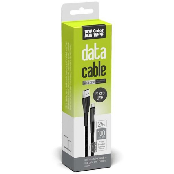 Фото - Кабель Colorway USB - MicroUSB Zinc Alloy + Led 2.4А 1 м Black (CW-CBUM035-BK)