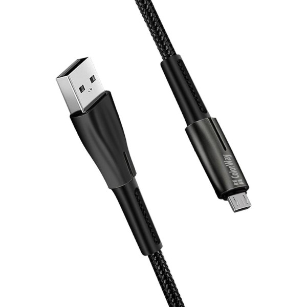 Фото - Кабель Colorway USB - MicroUSB Zinc Alloy + Led 2.4А 1 м Black (CW-CBUM035-BK)