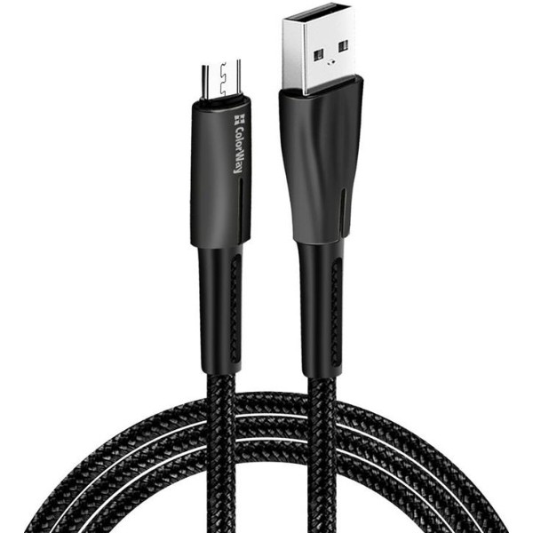 Фото - Кабель Colorway USB - MicroUSB Zinc Alloy + Led 2.4А 1 м Black (CW-CBUM035-BK)