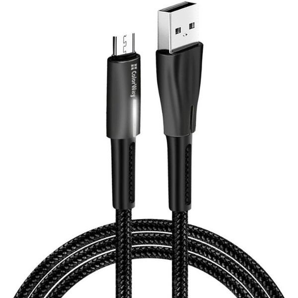 Фото - Кабель Colorway USB - MicroUSB Zinc Alloy + Led 2.4А 1 м Black (CW-CBUM035-BK)