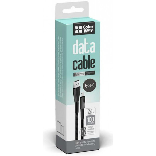 Фото - Кабель Colorway USB - Type-C Zinc Alloy + Led 2.4А 1 м Black (CW-CBUC035-BK)