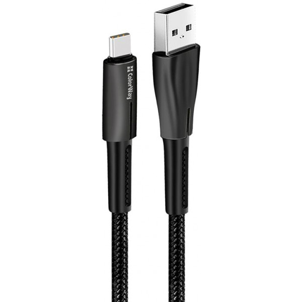 Фото - Кабель Colorway USB - Type-C Zinc Alloy + Led 2.4А 1 м Black (CW-CBUC035-BK)