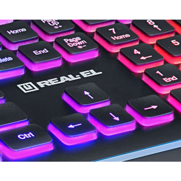 Фото - Клавіатура дротова ігрова REAL-EL Comfort 8000 Backlit Black USB