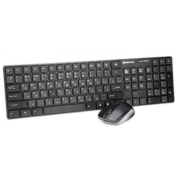 Фото - Клавіатура + миша бездротова REAL-EL Comfort 9010 Kit Black USB