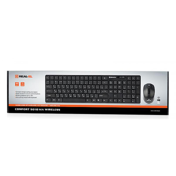 Фото - Клавіатура + миша бездротова REAL-EL Comfort 9010 Kit Black USB