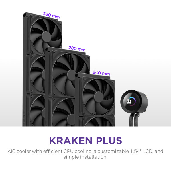 Фото - Водяна система охолодження NZXT Kraken Plus V2 240mm Black (RL-KN240-B2)