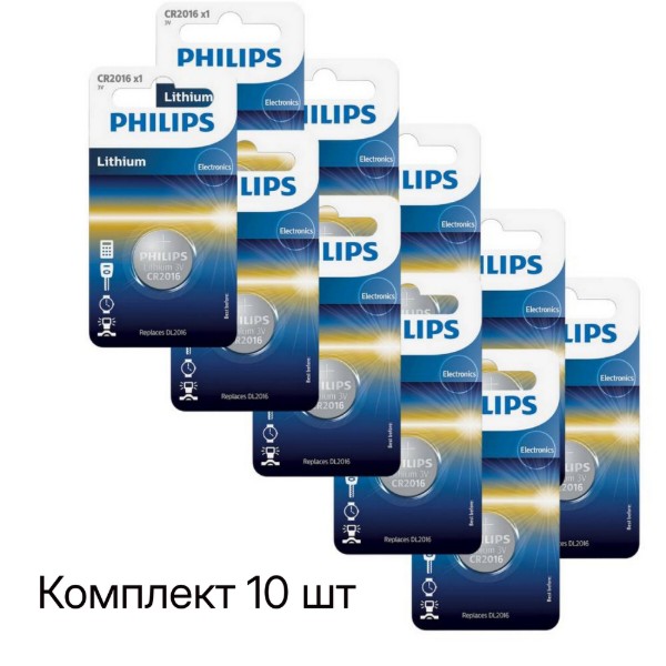 Фото - Батарейка тип CR2016 Philips CR 2016 BLI 1 Lithium 10 шт. (CR2016/01B10)