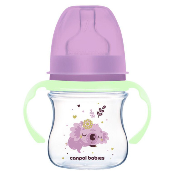 Фото - Пляшка для годування Canpol babies з широким отвором антиколікова Easystart Sleepy Koala 120 мл рожева (35/236_pin)