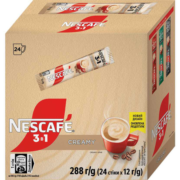 Фото - Кофе растворимый Nescafe 3в1 Creamy 24 стика по 12 г