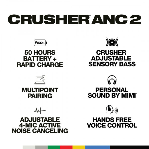 Фото - Наушники полноразмерные беспроводные Skullcandy BT Crusher ANC 2 Bone Orange Glow (S6CAW-S951)