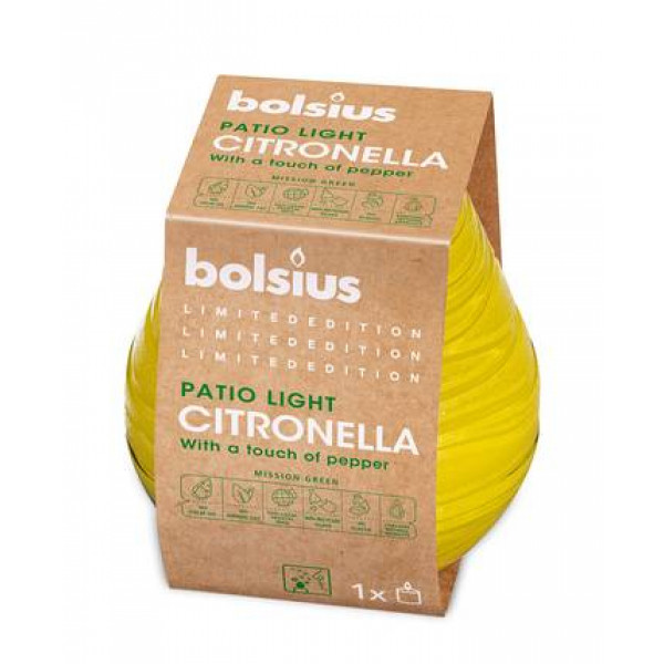Фото - Свеча стекло Bolsius Divine Earth Patiolight 94/91мм Citronella с перцем