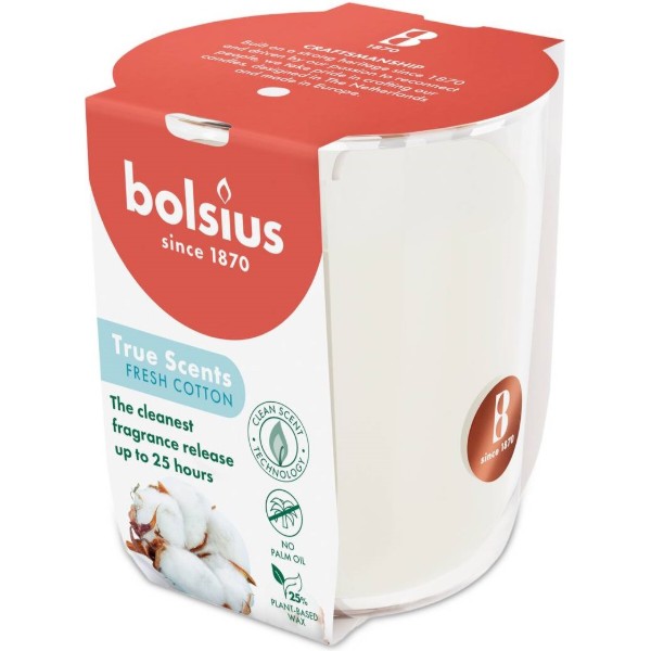 Фото - Свічка скло Bolsius TRUE SCENTS 80/73 Бавовна (930371)