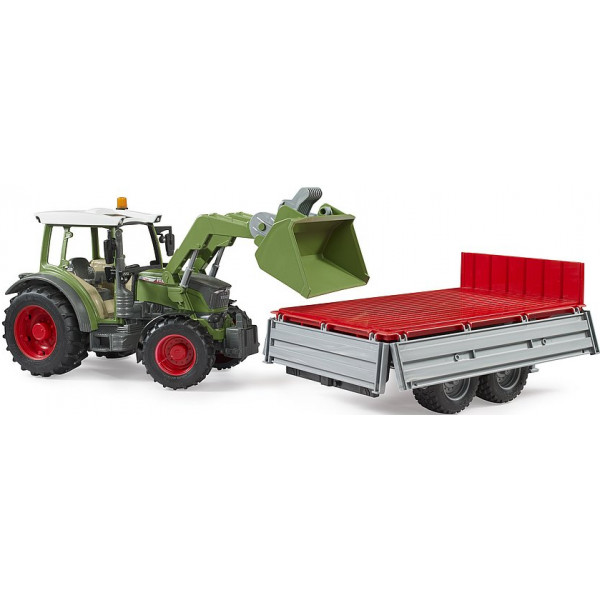 Фото - Наземная строительная техника BRUDER Трактор Fendt Vario 211 с передним погрузчиком и прицепом (02182)