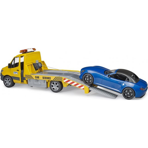 Фото - Наземна спецтехніка BRUDER MB Sprinter евакуатор з родстером (02675)