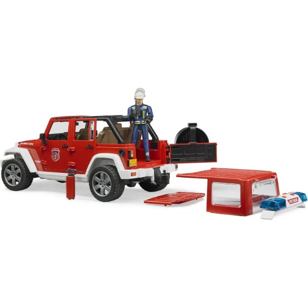 Фото - Наземная спецтехника BRUDER Пожарный джип Wrangler Unlimited Rubiconс фигуркой пожарного, М1:16 (02528)