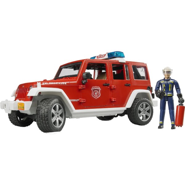 Фото - Наземная спецтехника BRUDER Пожарный джип Wrangler Unlimited Rubiconс фигуркой пожарного, М1:16 (02528)
