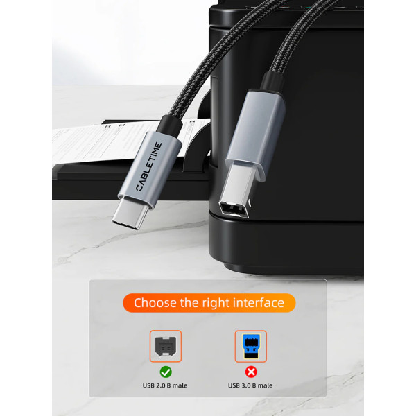 Фото - Кабель USB Type-C - USB Type-B 
 Cabletime USB 2.0 Type-C (M) - B Print 2 м (CA16L)