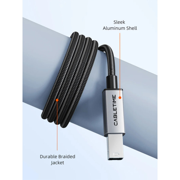 Фото - Кабель USB Type-C - USB Type-B 
 Cabletime USB 2.0 Type-C (M) - B Print 2 м (CA16L)