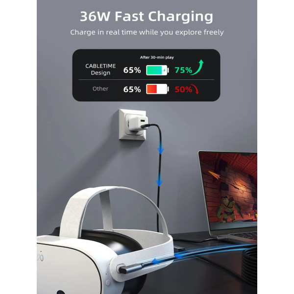 Фото - Кабель синхронізації даних Cabletime USB3.0 VR PD 36W 5 м (CA44P)