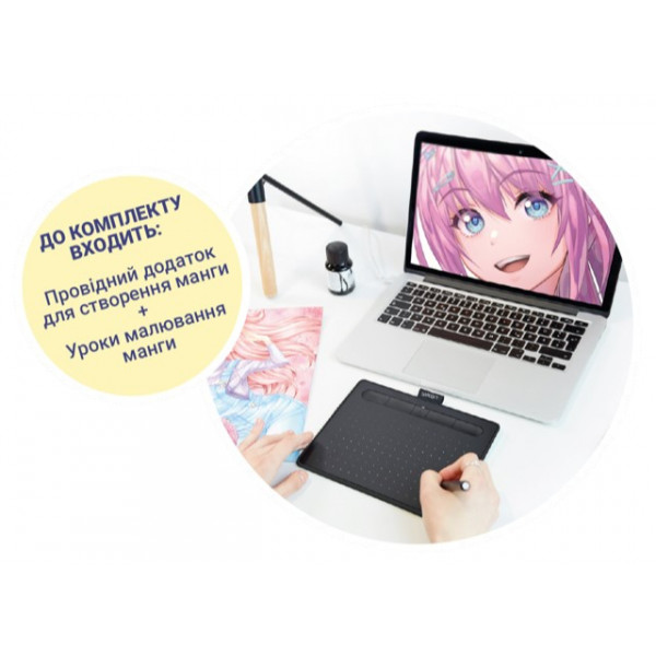 Фото - Мікропошкодження - Графічний планшет Wacom Intuos S Bluetooth Black Manga (CTL-4100WLK-M)