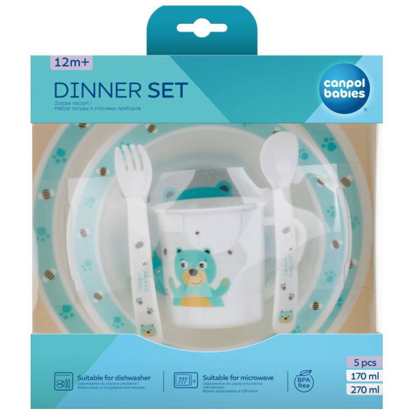 Фото - Набір дитячий Canpol babies пластиковий столовий Cute Animals - ведмежатко (4/401_tur)