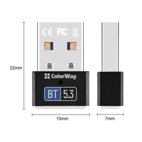 Фото - Адаптер мережі Bluetooth USB Colorway Bluetooth BT 5.3 (CW-AD-BT53)