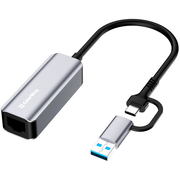 Фото - Перехідник USB Type-C - RJ-45 Colorway USB-A/USB-С 3.0 - RJ45 Gigabit Ethernet (CW-AD-CRG)