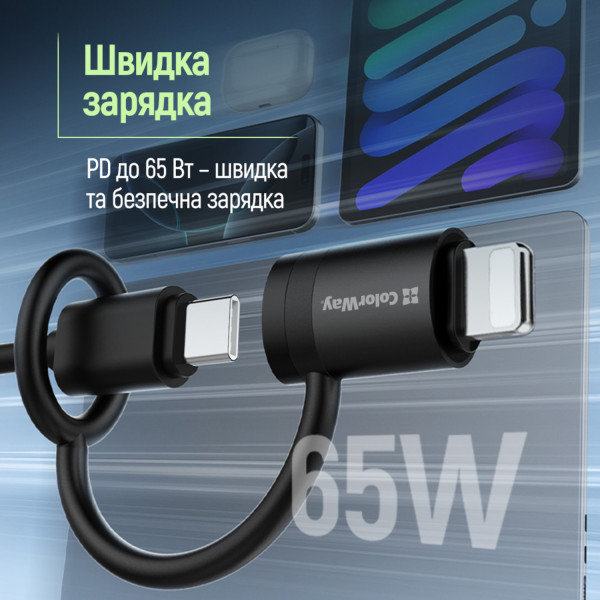 Фото - Перехідник Colorway Lightning To USB-C Black (CW-AD-LC)