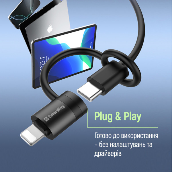 Фото - Перехідник Colorway Lightning To USB-C Black (CW-AD-LC)