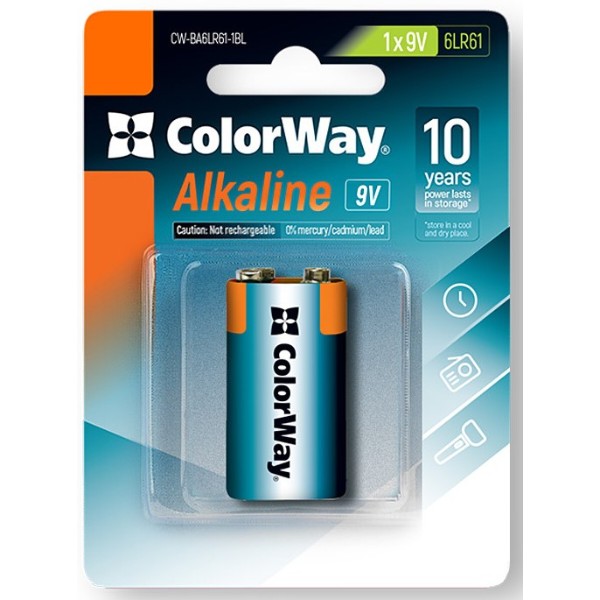 Фото - Батарейка тип 9V/6LR61 Colorway Alkaline Power 9V/6LR61 (CW-BA6LR61-1BL)