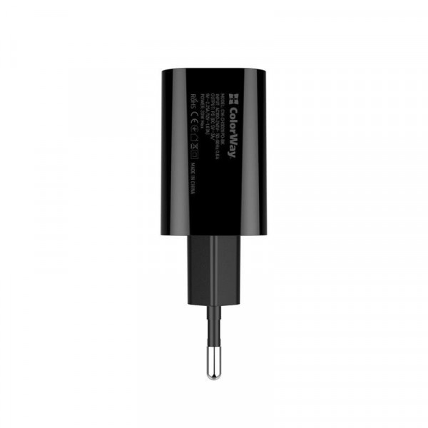 Фото - Мережевий зарядний пристрій Colorway 1USB Type-C PDx3A Black (CW-CHS026PD-BK)