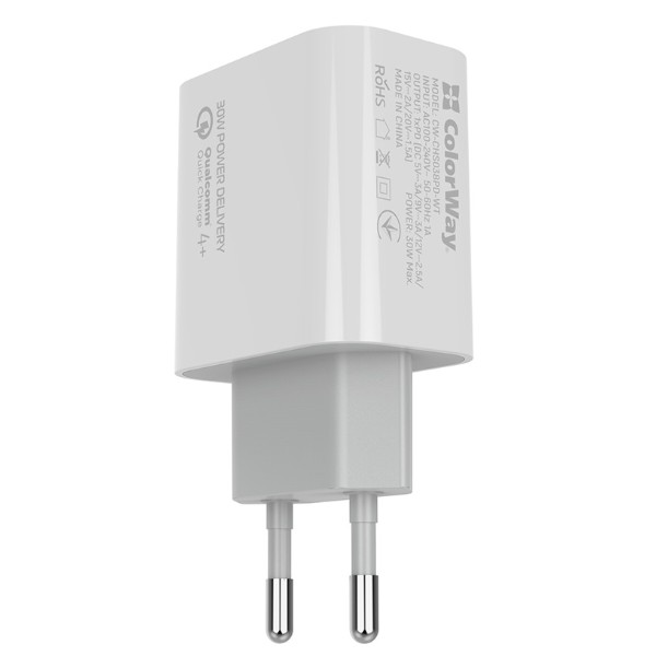 Фото - Сетевое зарядное устройство Colorway Power Delivery Port PPS USB Type-C White (CW-CHS038PD-WT)