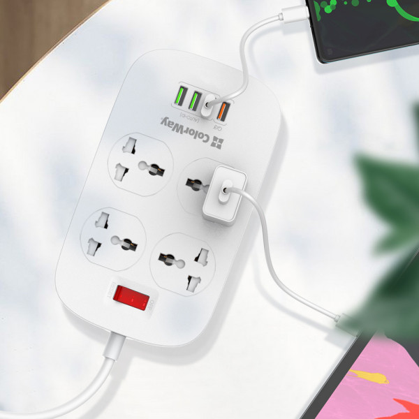Фото - Мережевий фільтр Colorway 4 розетки/4USB White (CW-CHU44QW)