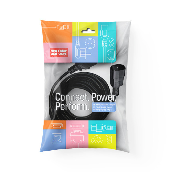 Фото - Кабель живлення Colorway C13 to C14 1.8m (CW-CBP087-BK)