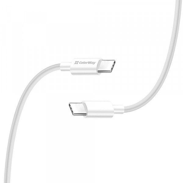 Фото - Кабель синхронизации данных Colorway USB-C-USB-C PD Fast Charging 65W 3.0А 2m White (CW-CBPDCC056-WT)