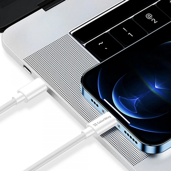 Фото - Кабель синхронизации данных Colorway USB-C-USB-C PD Fast Charging 65W 3.0А 2m White (CW-CBPDCC056-WT)