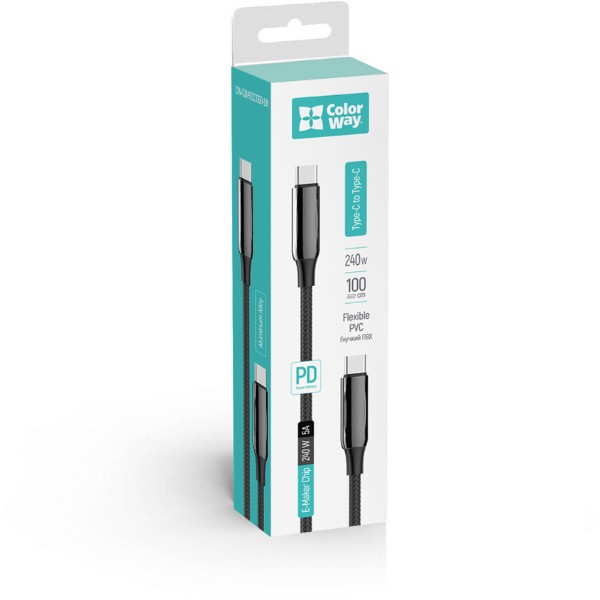 Фото - Кабель Colorway Type-C - Type-C (PVC+Aluminum Alloy) (PD Fast Charging 240W) 5А 1м Black