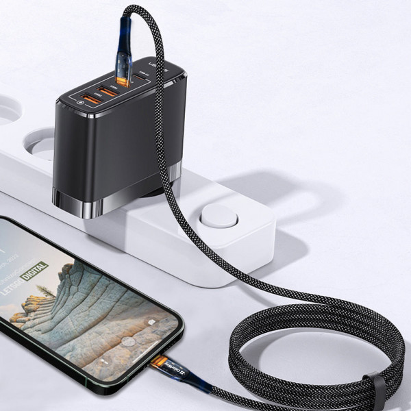 Фото - Кабель Colorway USB-C-Lightning transparent head PD Fast Charging 27W 3.0А, 1.2m Black (CW-CBPDCL057-BK)